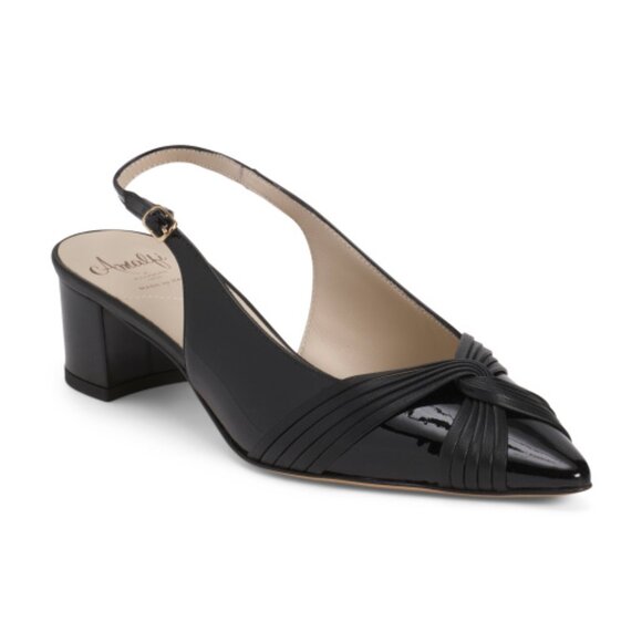 AMALFI Made In Italy Patent Leather Papavero Slingback Heels - Picture 1 of 3
